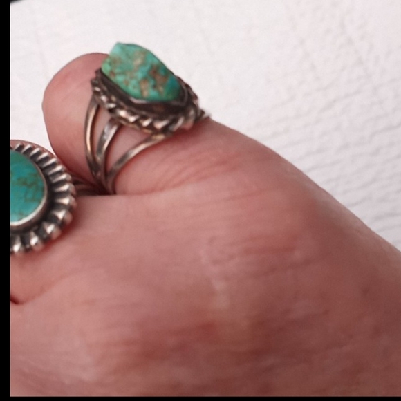 Native American Sterl.Silver Raw Turquoise Ring VINTAGE - Picture 15 of 16